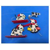 (5) Christmas Cow Ornament Set