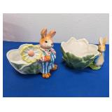 (2) Ceramic Bunny Bowls