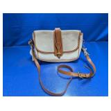 (1) Beige and Brown Leather Crossbody Bag