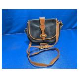 (1) Black and Brown Leather Crossbody Bag