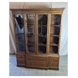 Vintage Wooden Glass-Door Bookcase w/ Storage