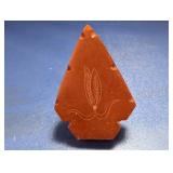 (1) Pipestone Arrowhead with Engraved Feather