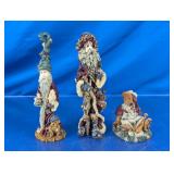 (3) Santa and Bear Figurine Set