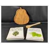 (1) Lot - Cutting Board, Spoon, and Health Books