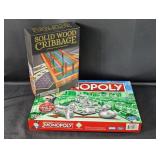 (2) Board Games - Monopoly & Cribbage