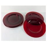 (7) Vintage Ruby Red Glass Dinner Plates