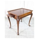 (1) Vintage Wood Side Table with Pull-Out Trays