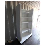 (1) Tall White Bookcase with Decorative Trim