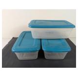 (3)Clear Plastic Storage Bin Trio