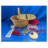 Piece Picnic Set: Wicker Basket & Accessories