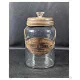 (1) Glass Cookie Jar with Wooden Lid