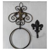 Vintage Metal Fleur de Lis Wall Decor Set