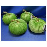 (4) Green Velvet Halloween Pumpkins