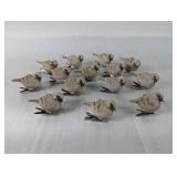 (14) Glittered Bird Clip Ornaments