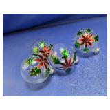 (4)Vintage Glass Poinsettia Ornaments