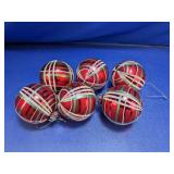 (6)Vintage Red & Green Plaid Christmas Ornaments