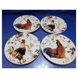 (4) Rooster Decorative Plates Set