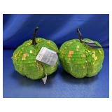 (2) Decorative Green Sequin Pumpkins