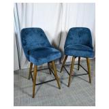 (2)Mid-Century Modern Velvet Bar Stools Duo