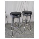 (2)Vintage Chrome Diner Stool Duo