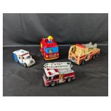 (4) Mixed Brand Emergency Vehicle Toys