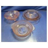 (3) Pink Bowls Depression Glass Collection