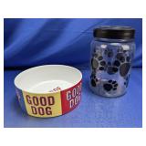 (2) Pet Feeding Bowl and Storage Jar Set