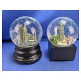 (2)Cityscape Snow Globes Duo