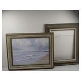 (2) Framed Art Pieces Beach Scene and Empty Frame