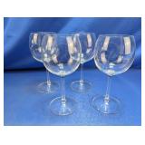 (4) Clear Glass Balloon Wine Goblets