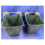 (2) Green Plastic Hanging Feed Buckets