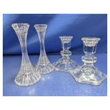 (4) Vintage Pressed Glass Candlesticks