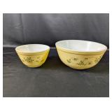 (2)Vintage Pyrex Mixing Bowls w/Floral Design Duo