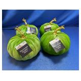 (4) Green Velvet Halloween Pumpkins