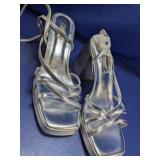 (1) ISNOM Silver High Heel Sandals