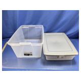 (2)Clear Plastic Storage Bins w/Lids Duo