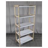 (1) Wooden and White Storage Shelf