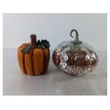 (2) Decorative Fall Pumpkins