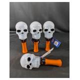 (4) Spinning Skull Halloween Toys