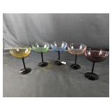 (5) Multi-Color Coupe Cocktail Glasses