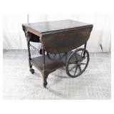 (1) Vintage Wooden Tea Cart with Drop Leaves