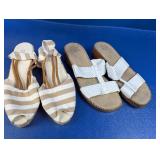 (2) Striped Espadrilles & White Sandals - Size 8