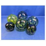 (6) Assorted Hand-Blown Glass Fishing Floats