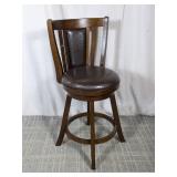 (1) Wooden Swivel Bar Stool with Leather Seat