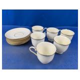 (12) Lenox Courtyard Gold Teacups & Saucers