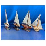 (4) Decorative Sailboat Models