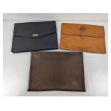 (3)Vintage Leather-Bound Folder Trio