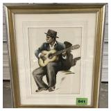 Signed Man Playing a Guitar 22"x26"