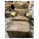 Tan Leather Recliner & Ottoman