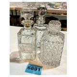 3 Crystal Whiskey Decanters